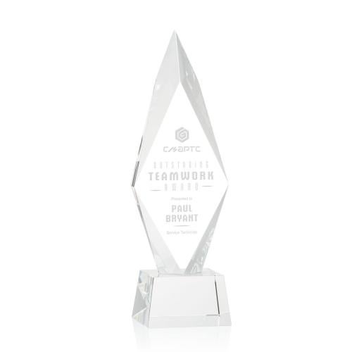 Awards and Trophies - Crystal Awards - Manilow Clear on Robson Base Diamond Crystal Award