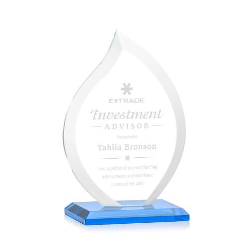 Awards and Trophies - Crystal Awards - Nestor Sky Blue Flame Crystal Award