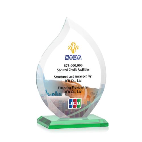 Awards and Trophies - Crystal Awards - Nestor Full Color Green Flame Crystal Award