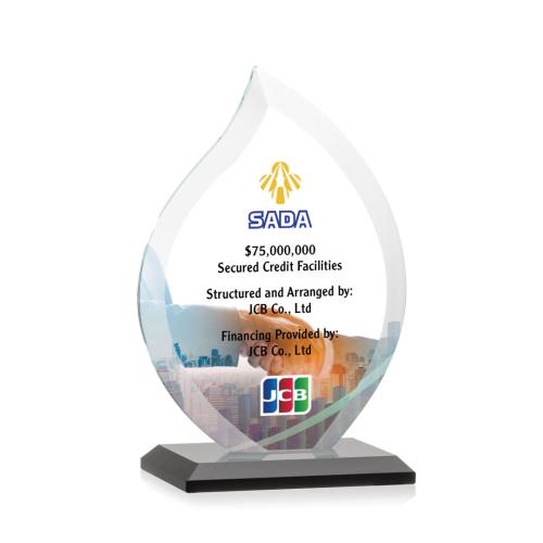 Awards and Trophies - Crystal Awards - Nestor Full Color Black Flame Crystal Award