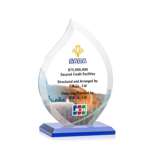 Awards and Trophies - Crystal Awards - Nestor Full Color Blue Flame Crystal Award