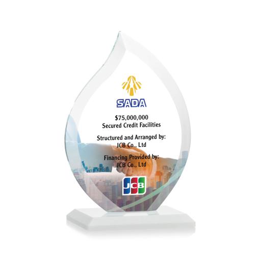 Awards and Trophies - Crystal Awards - Nestor Full Color White Flame Crystal Award