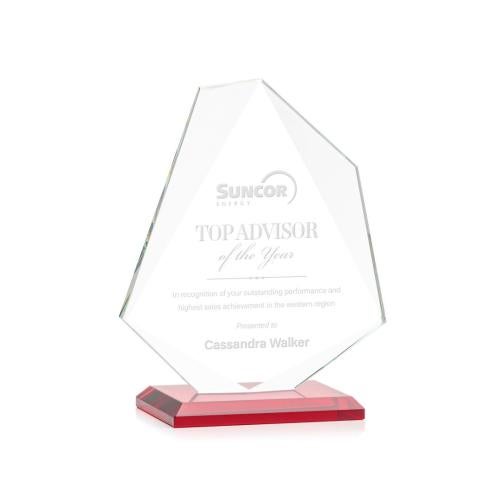 Awards and Trophies - Crystal Awards - Picton Red Unique Crystal Award