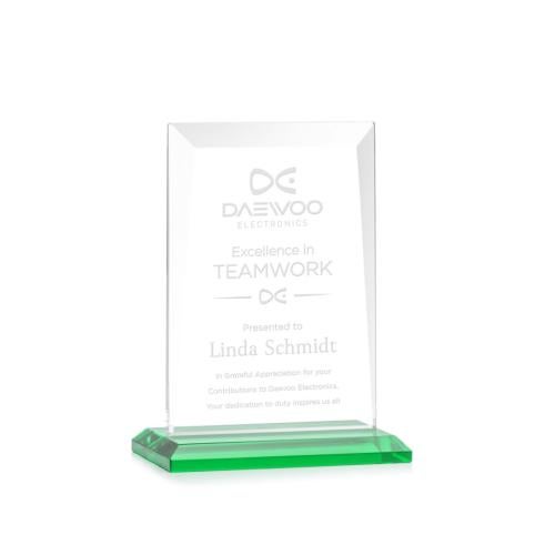 Awards and Trophies - Crystal Awards - Sullivan Green Rectangle Crystal Award