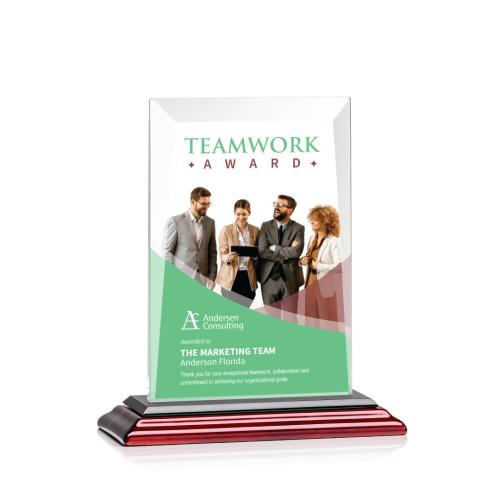 Awards and Trophies - Crystal Awards - Sullivan Full Color Rosewood Rectangle Crystal Award