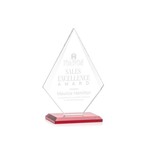 Awards and Trophies - Crystal Awards - Rideau Red  Diamond Crystal Award