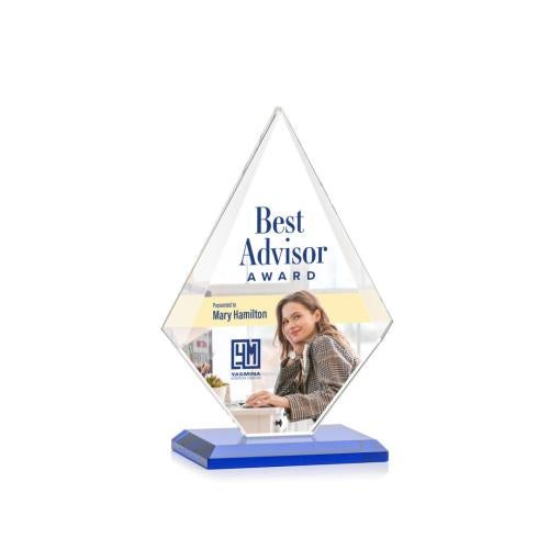 Awards and Trophies - Crystal Awards - Rideau Full Color Blue Diamond Crystal Award