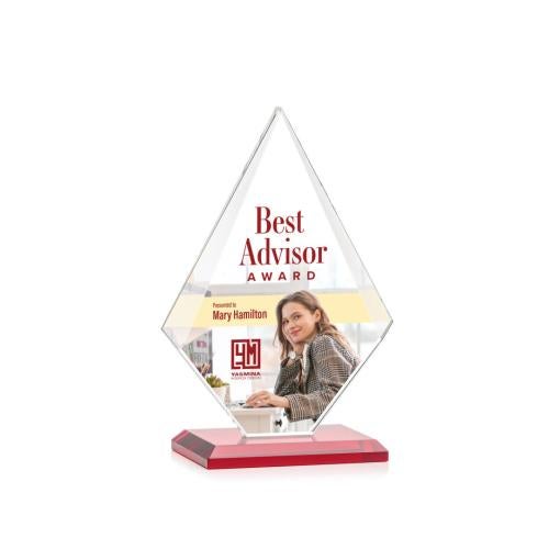 Awards and Trophies - Crystal Awards - Rideau Full Color Red Diamond Crystal Award