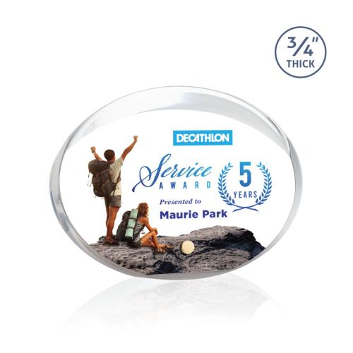 Awards and Trophies - Acrylic Awards - Rawlins Full Color Gold Circle Acrylic Award