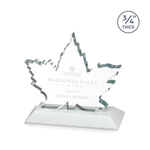 Awards and Trophies - Crystal Awards - Maple Leaf White Unique Crystal Award