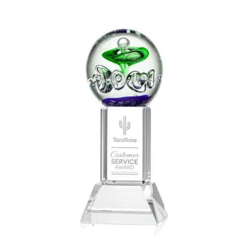 Awards and Trophies - Crystal Awards - Glass Awards - Art Glass Awards - Aquarius Clear on Stowe Base Towers Glass Award