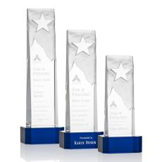 Employee Gifts - Stapleton Star Blue on Base Rectangle Crystal Award