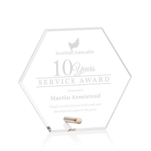 Awards and Trophies - Acrylic Awards - Polaris Hexagon Gold Polygon Acrylic Award