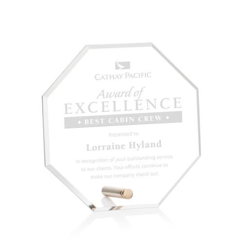 Awards and Trophies - Acrylic Awards - Polaris Octagon Gold Polygon Acrylic Award