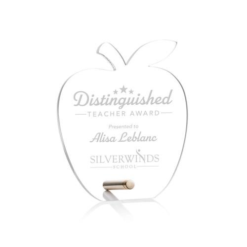 Awards and Trophies - Acrylic Awards - Polaris Apple Gold Acrylic Award
