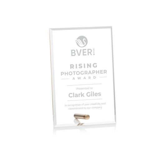 Awards and Trophies - Acrylic Awards - Polaris (V) Gold Rectangle Acrylic Award