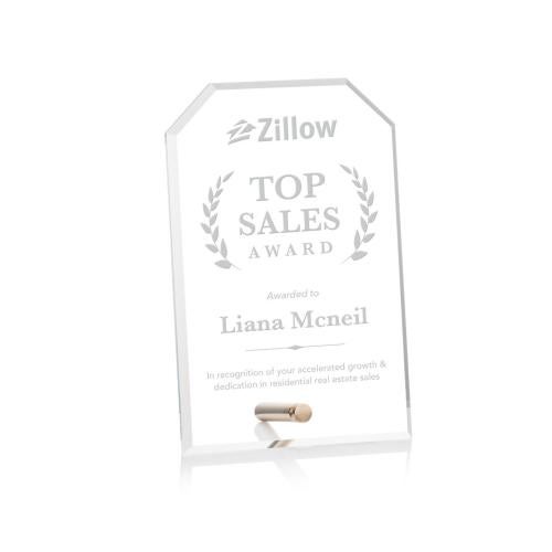Awards and Trophies - Acrylic Awards - Polaris Clipped Gold Rectangle Acrylic Award