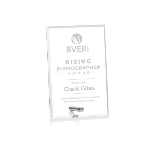 Awards and Trophies - Acrylic Awards - Polaris (V) Silver Rectangle Acrylic Award