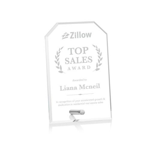 Awards and Trophies - Acrylic Awards - Polaris Clipped Silver Rectangle Acrylic Award