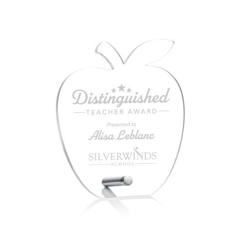 Awards and Trophies - Acrylic Awards - Polaris Apple Silver Acrylic Award