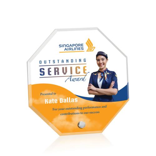 Awards and Trophies - Acrylic Awards - Polaris Octagon Full Color Silver Polygon Acrylic Award