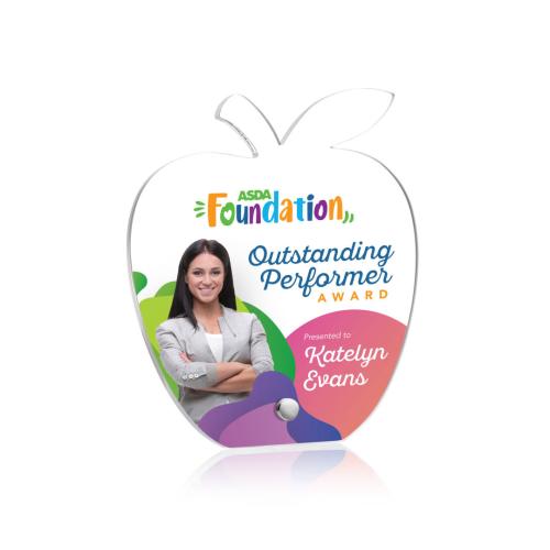 Awards and Trophies - Acrylic Awards - Polaris Apple Full Color Silver Acrylic Award