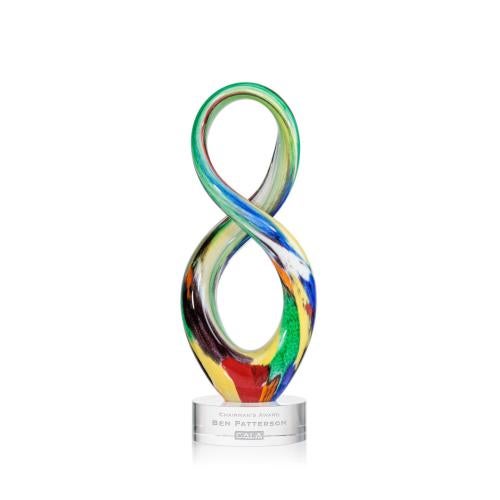 Awards and Trophies - Crystal Awards - Glass Awards - Art Glass Awards - Duarte Clear on Stanrich Base Unique Glass Award