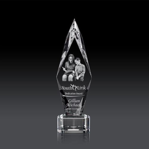 Awards and Trophies - Crystal Awards - Manilow Clear on Paragon Base (3D) Diamond Crystal Award