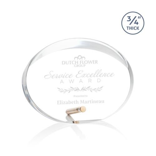 Awards and Trophies - Acrylic Awards - Mosaic Oval Gold Circle Acrylic Award