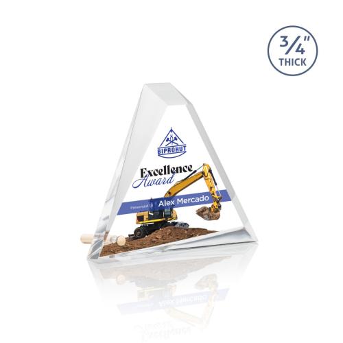 Awards and Trophies - Acrylic Awards - Mosaic Triangle Full Color Gold Pyramid Acrylic Award
