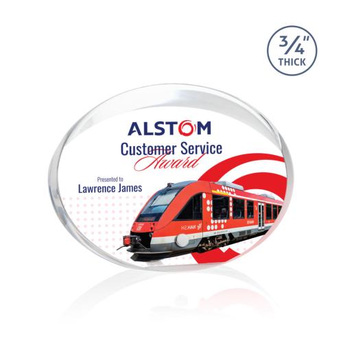 Awards and Trophies - Acrylic Awards - Mosaic Oval Full Color Silver Circle Acrylic Award
