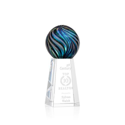 Awards and Trophies - Crystal Awards - Glass Awards - Art Glass Awards - Malton Globe on Novita Base Glass Award
