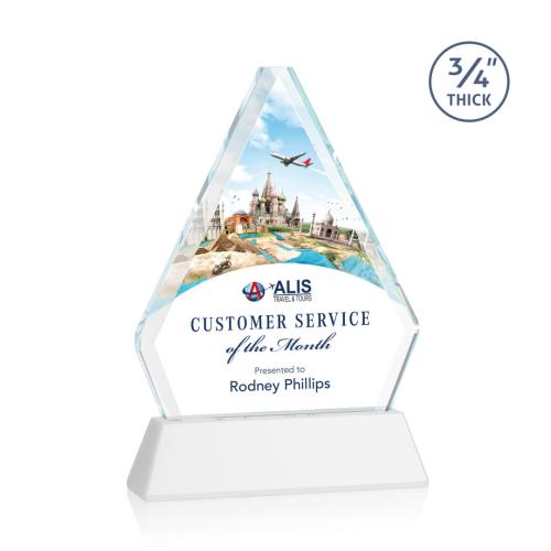 Awards and Trophies - Crystal Awards - Fyreside Full Color White on Newhaven Diamond Crystal Award