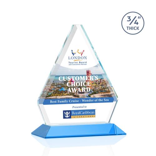 Awards and Trophies - Crystal Awards - Fyreside Full Color Sky Blue Diamond Crystal Award