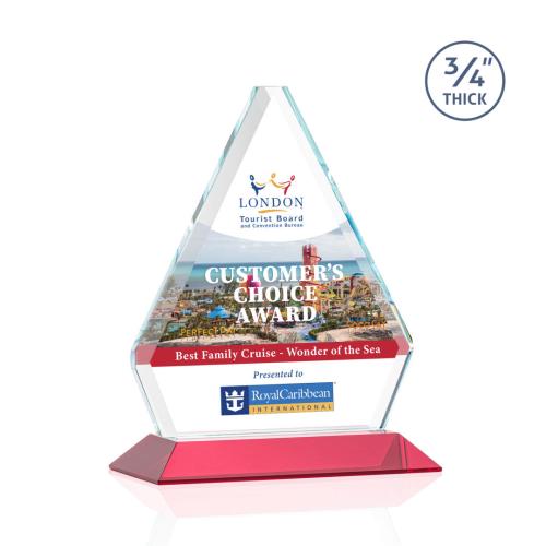 Awards and Trophies - Crystal Awards - Fyreside Full Color Red Diamond Crystal Award