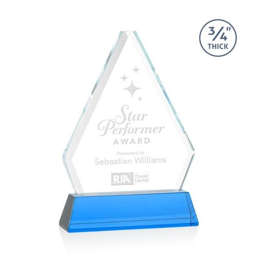 Awards and Trophies - Crystal Awards - Fyreside Sky Blue on Newhaven Diamond Crystal Award