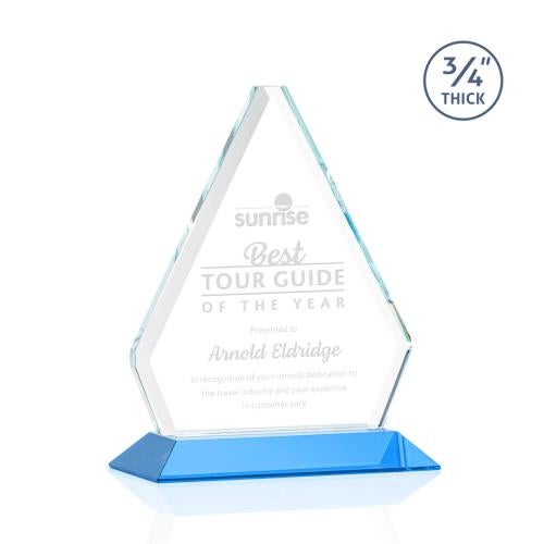 Awards and Trophies - Crystal Awards - Fyreside Sky Blue Diamond Crystal Award
