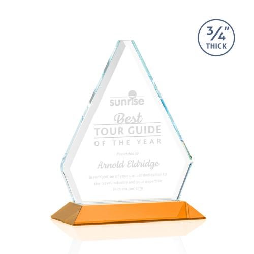 Awards and Trophies - Crystal Awards - Fyreside Amber Diamond Crystal Award