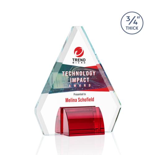 Awards and Trophies - Crystal Awards - Roxborough Full Color Red Diamond Crystal Award