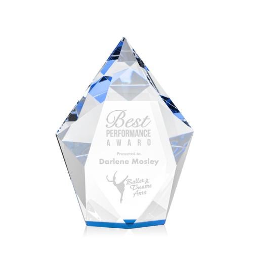 Awards and Trophies - Crystal Awards - Devron Blue Polygon Crystal Award