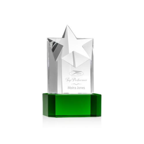 Awards and Trophies - Crystal Awards - Berkeley Star on Padova Base - Green