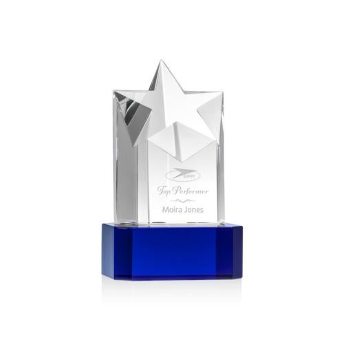 Awards and Trophies - Crystal Awards - Berkeley Star on Padova Base - Blue