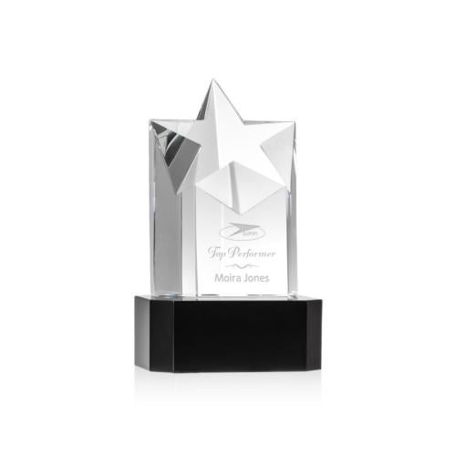 Awards and Trophies - Crystal Awards - Berkeley Star on Padova Base - Black