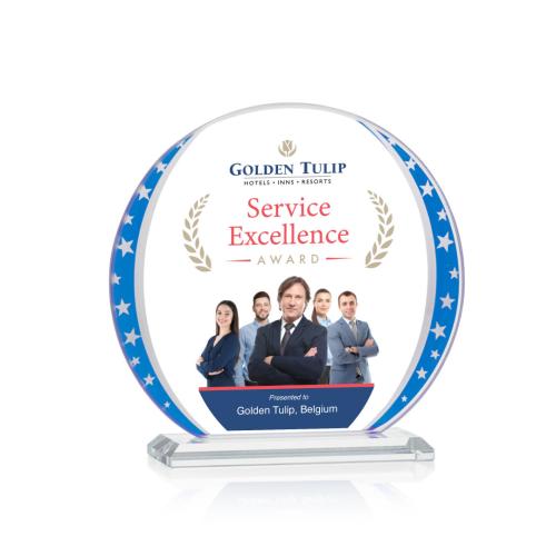 Awards and Trophies - Crystal Awards - Mystique Circle Full Color Star Crystal Award