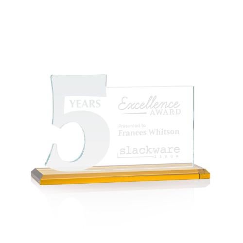 Awards and Trophies - Crystal Awards - Hazelton Amber Number Crystal Award