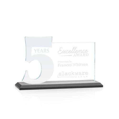 Awards and Trophies - Crystal Awards - Hazelton Black Number Crystal Award