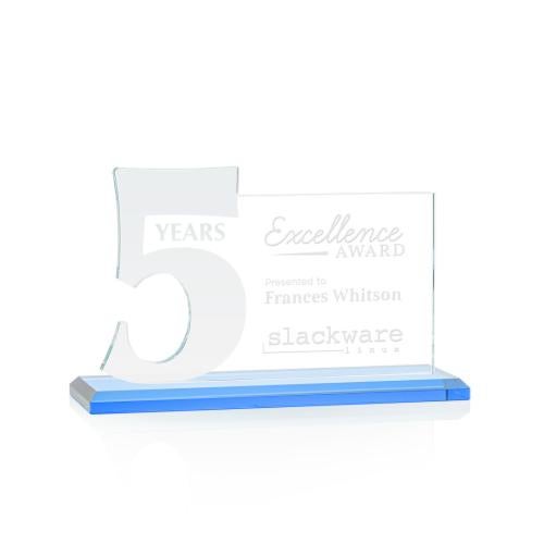 Awards and Trophies - Crystal Awards - Hazelton Sky Blue Number Crystal Award