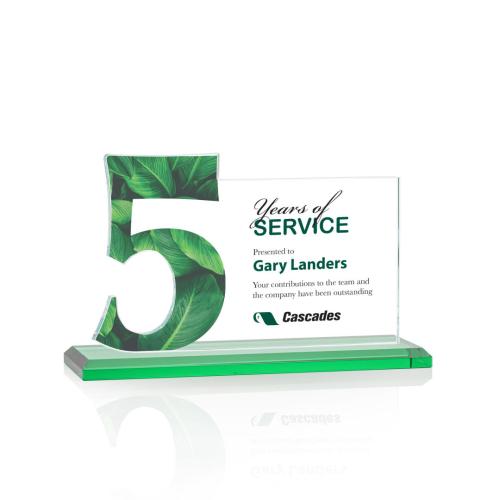 Awards and Trophies - Crystal Awards - Hazelton Full Color Green Crystal Award