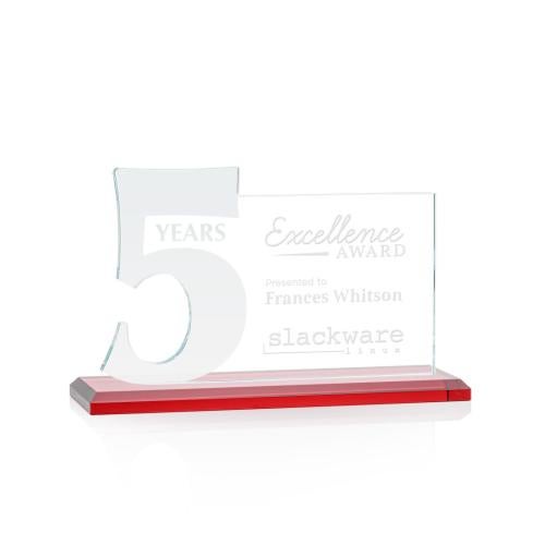 Awards and Trophies - Crystal Awards - Hazelton Red Number Crystal Award