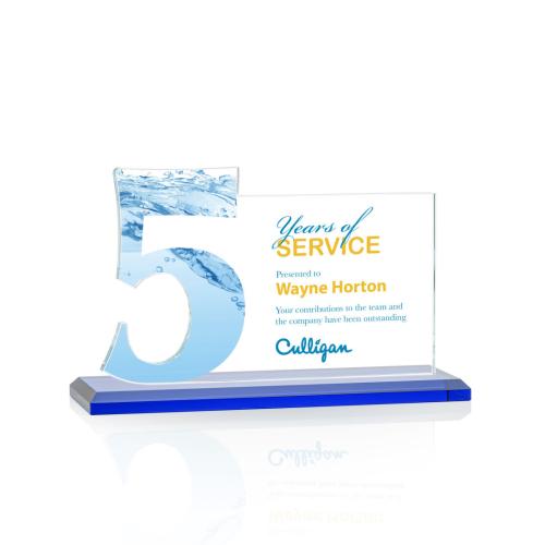 Awards and Trophies - Crystal Awards - Hazelton Full Color Blue Crystal Award